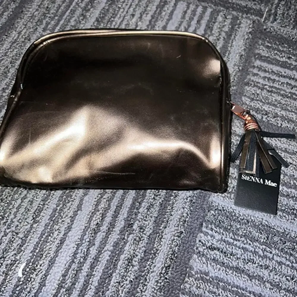 Sienna Mae Nora Bronze Metallic Tassel Cosmetic Makeup Bag Travel Pouch NWT